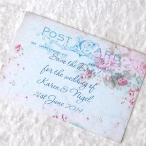 5 X Save The Date Cards - Angeline Vintage Style..