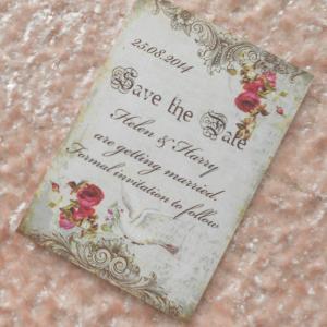 Vintage Save The Date Cards - Dove And Red Roses..