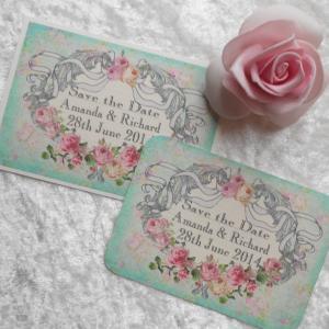 Vintage Save The Date Cards - Ribbon Cartouche..