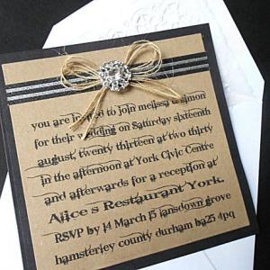 Rustic Wedding Invitations X 5 With Paper Lace..