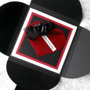 Gothic Wedding Invitation Rsvp Favour Red Black X..