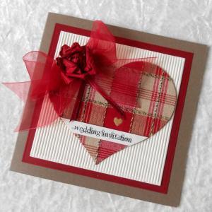 Rustic Wedding Invitations With Red Gingham Tartan..