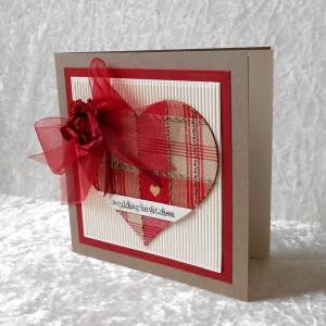 Rustic Wedding Invitations With Red Gingham Tartan..