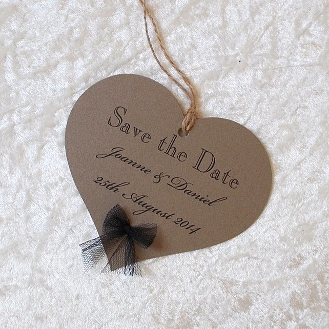 5 Heart X Save The Date Cards - Angeline Vintage Style (ref 217)