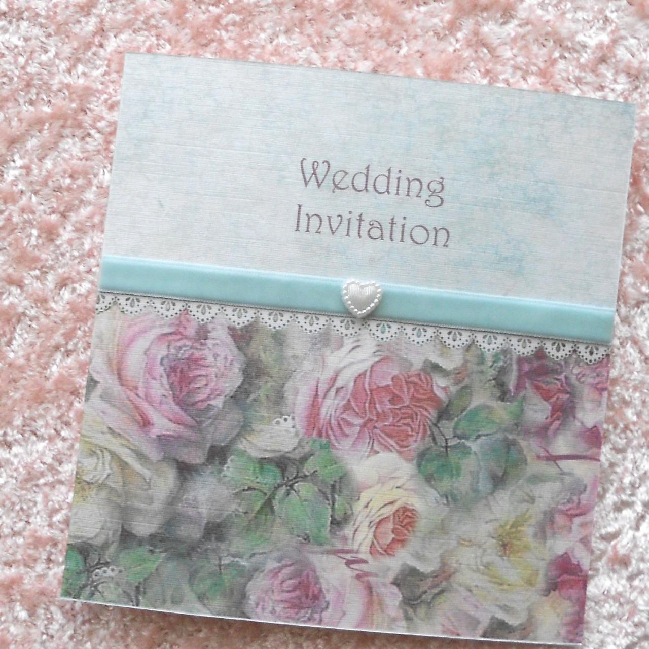 Shabby Chic Wedding Invitation Shabby Roses And Ribbon (ref 118) Set Of 5