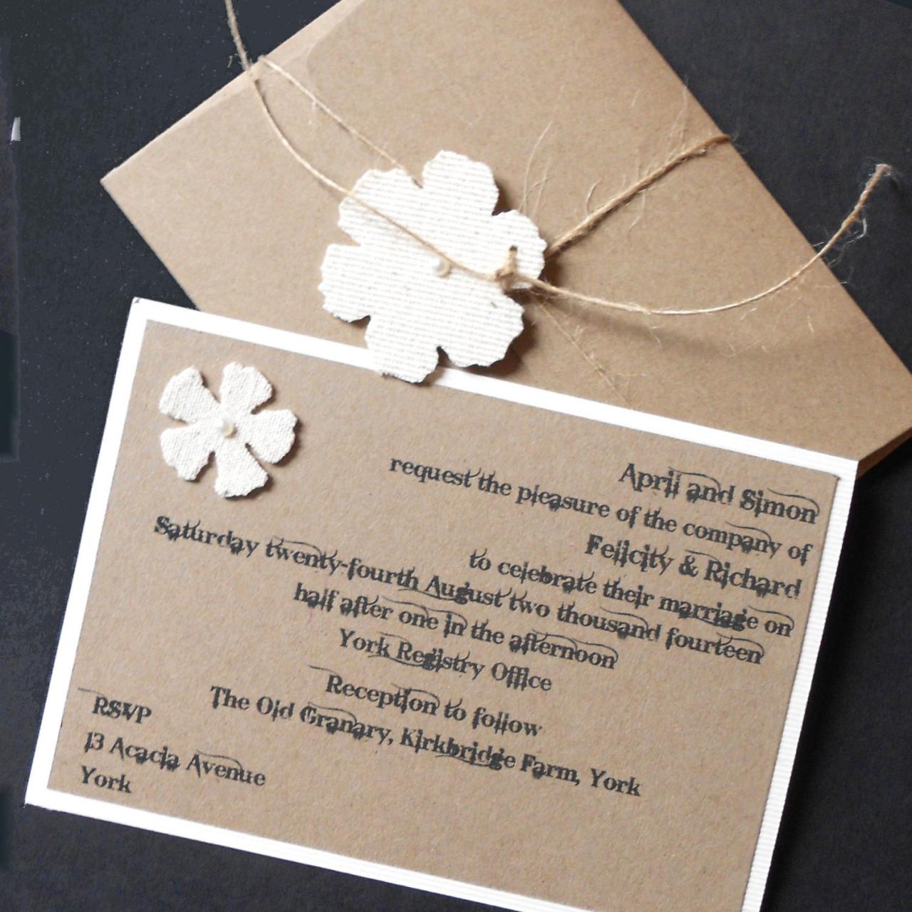 Rustic Country Chic Wedding Invitations And Rsvp X 5 (ref 149)
