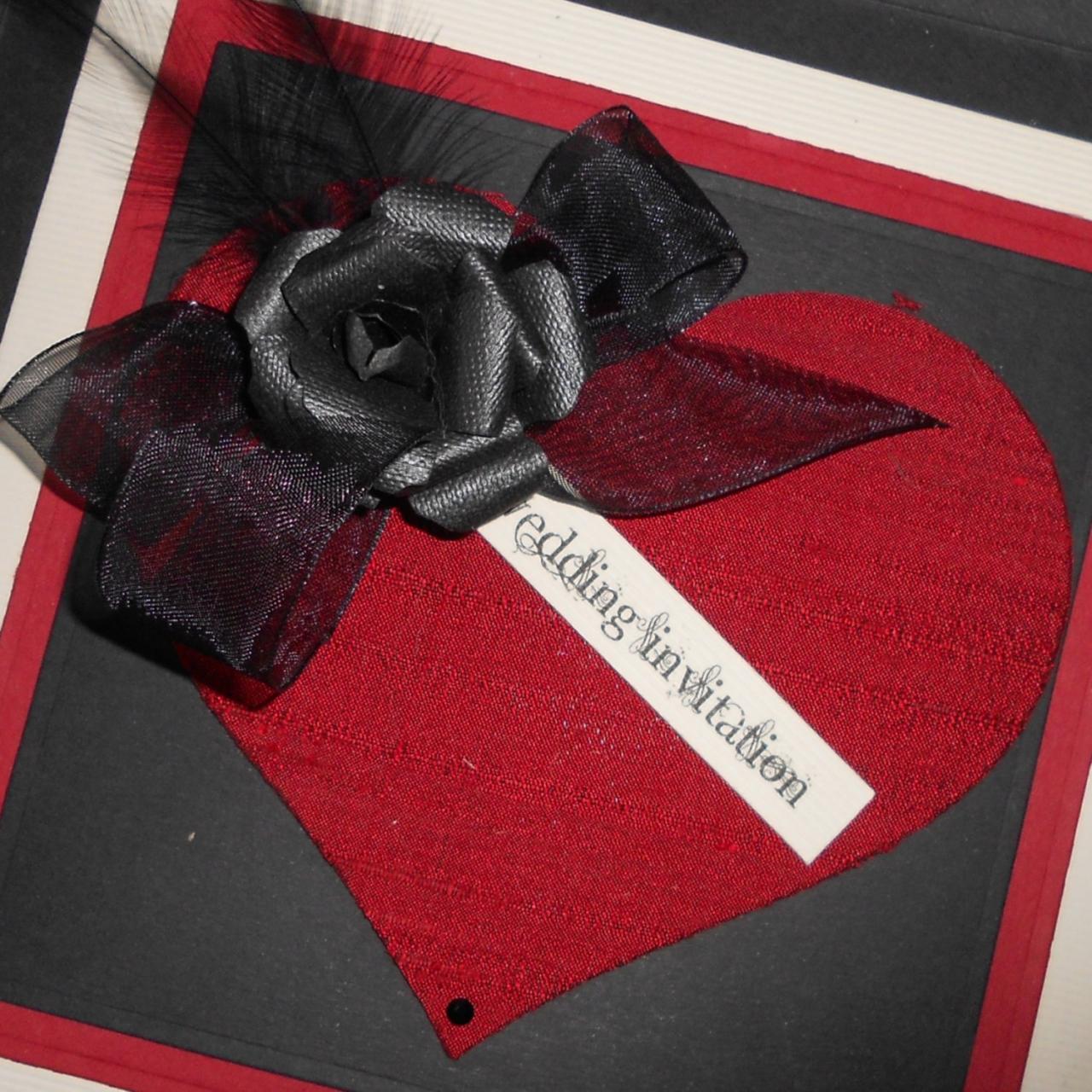 Gothic Wedding Invitation Rsvp Favour Red Black X 5 Ref 156